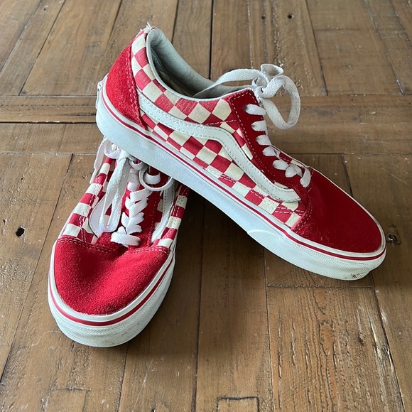 Vans old skool red and white checkered sneakers - Picture 1 of 9